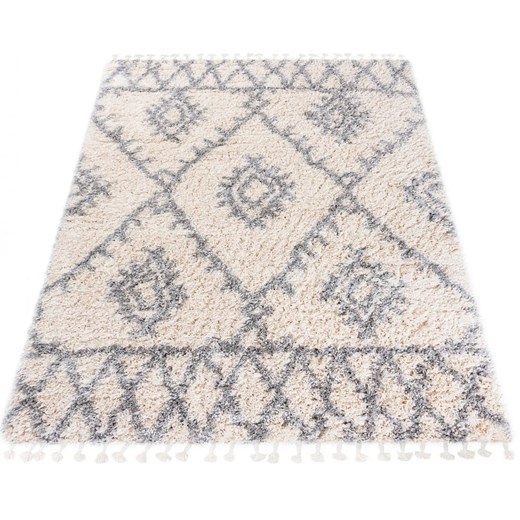 Kremowy dywan shaggy w azteckie wzory - Nikari 3X Profeos One Size Edinos.pl