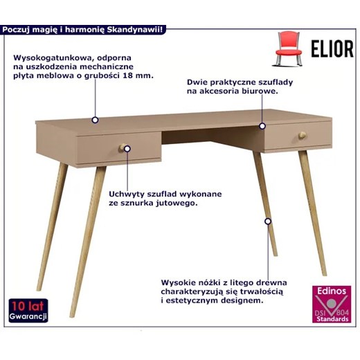 Skandynawskie biurko z szufladami macchiato - Tida 13X Edinos One Size Edinos.pl