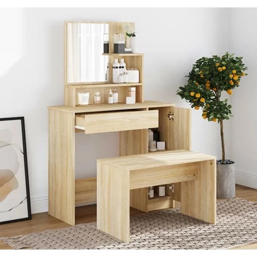 Zestaw toaletka do malowania ze stołkiem dąb sonoma - Razia 5X Elior One Size Edinos.pl