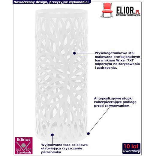 Biały ażurowy metalowy stojak na parasole - Kaspo Elior One Size Edinos.pl