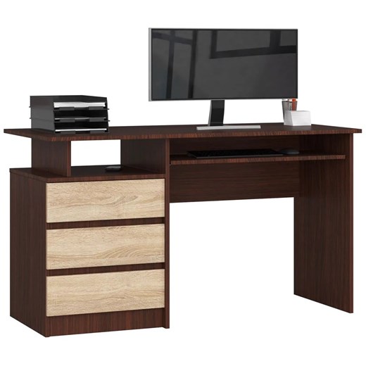 Biurko komputerowe wenge + dąb sonoma - Flarin 2X Elior One Size Edinos.pl