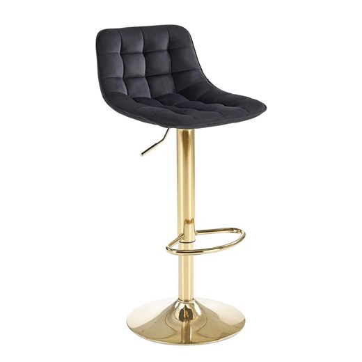Czarny welurowy hoker glamour K7-P39 ze sklepu Edinos.pl w kategorii Hokery - zdjęcie 173561543