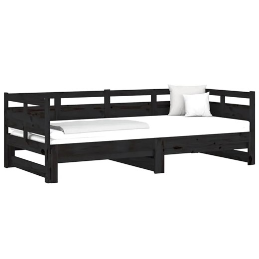 Czarne drewniane rozsuwane łóżko 2x(80x200) cm - Givefi 3X ze sklepu Edinos.pl w kategorii Łóżka i materace - zdjęcie 173562534