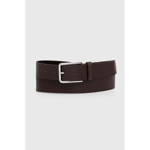 Calvin Klein pasek skórzany męski kolor brązowy ze sklepu ANSWEAR.com w kategorii Paski męskie - zdjęcie 173564461