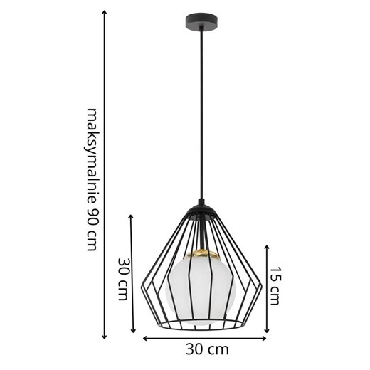 Czarna lampa wisząca z metalowo-szklanym kloszem - A285-Okri Lumes One Size Edinos.pl