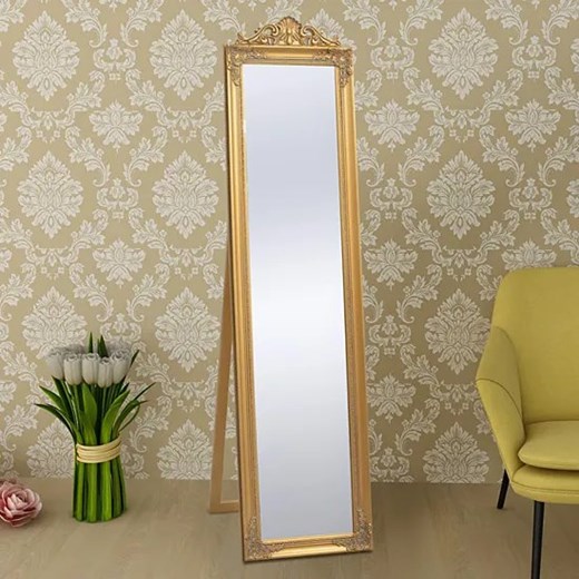 Złote stojące lustro w stylu glamour - Prozer Elior One Size Edinos.pl