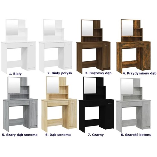 Toaletka do makijażu z lustrem przydymiony dąb - Razia 3X Elior One Size Edinos.pl