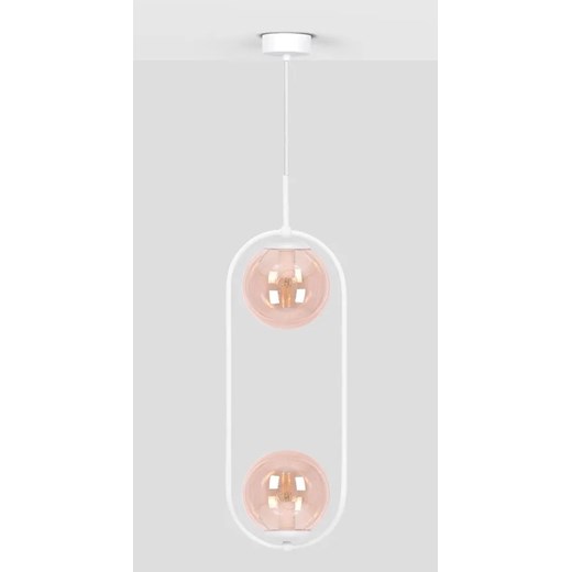 Biało-bursztynowa dekoracyjna lampa wisząca - A489-Erdi Lumes One Size Edinos.pl