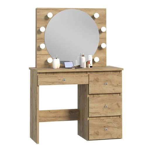 Toaletka w stylu glamour z oświetleniem LED - Kaviro 3X ze sklepu Edinos.pl w kategorii Toaletki - zdjęcie 173568500