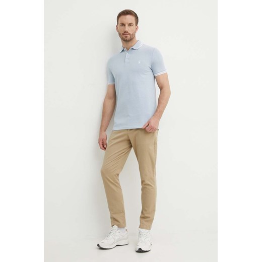 Polo Ralph Lauren polo męski kolor niebieski gładki 710941492 ze sklepu ANSWEAR.com w kategorii T-shirty męskie - zdjęcie 173570140