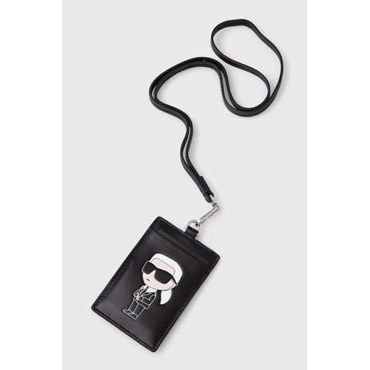 Karl Lagerfeld etui na karty skórzane kolor czarny 241W3205 ze sklepu ANSWEAR.com w kategorii Portfele damskie - zdjęcie 173576873