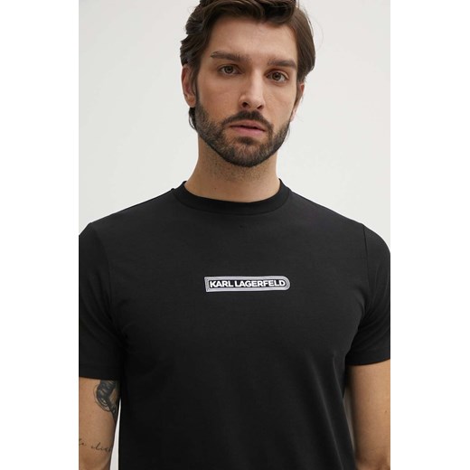 Karl Lagerfeld t-shirt męski kolor czarny z nadrukiem 543221.755085 ze sklepu ANSWEAR.com w kategorii T-shirty męskie - zdjęcie 173577182