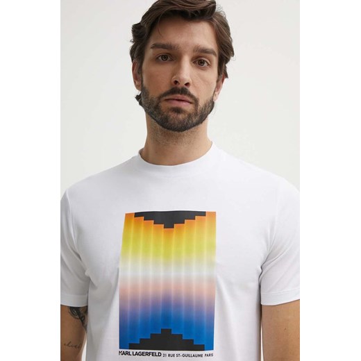 Karl Lagerfeld t-shirt męski kolor biały z nadrukiem 542221.755036 ze sklepu ANSWEAR.com w kategorii T-shirty męskie - zdjęcie 173577334