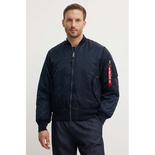 Alpha Industries kurtka MA-1 męska kolor granatowy przejściowa oversize 100101.07 ze sklepu ANSWEAR.com w kategorii Kurtki męskie - zdjęcie 173580682