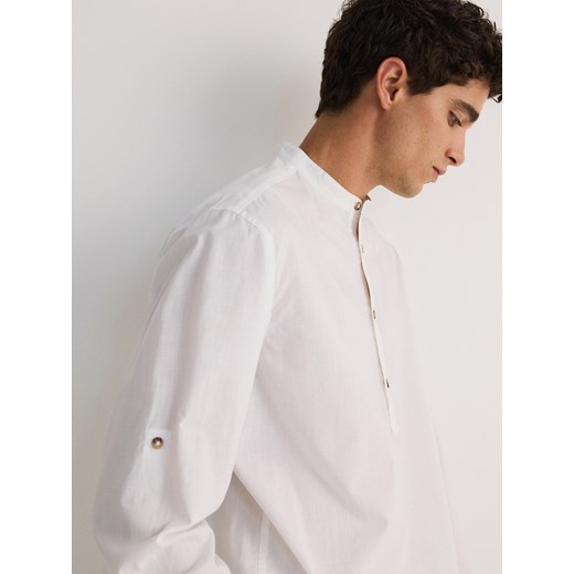Koszula męska Reserved biała z długim rękawem bawełniana 