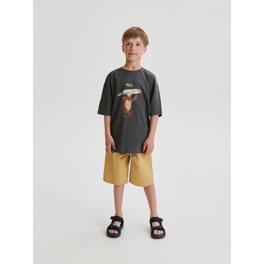 Reserved - T-shirt oversize z nadrukiem - ciemnoszary ze sklepu Reserved w kategorii T-shirty chłopięce - zdjęcie 173581501