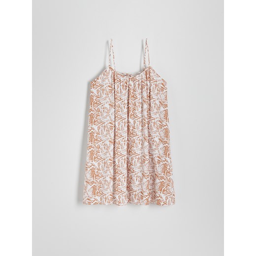 Reserved - Sukienka z wiskozą i lnem - beżowy Reserved S Reserved