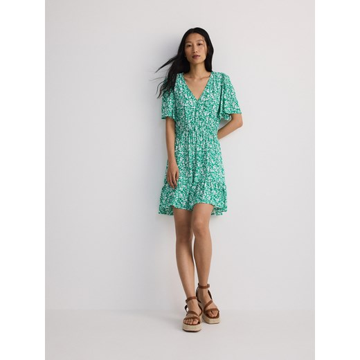 Reserved - Sukienka z wiskozy - zielony ze sklepu Reserved w kategorii Sukienki - zdjęcie 173581851