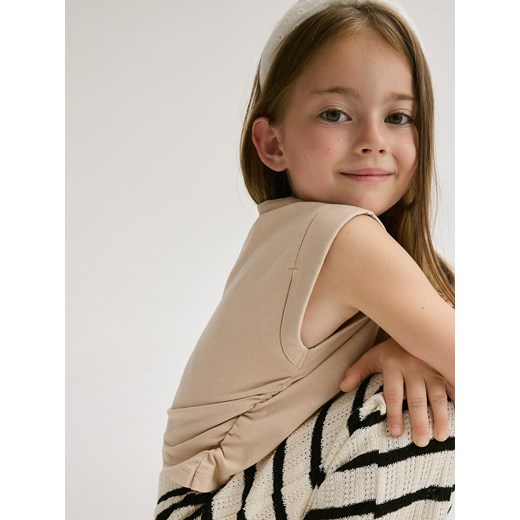 Reserved - Bawełniany t-shirt - beżowy Reserved 128 (7-8 lat) Reserved