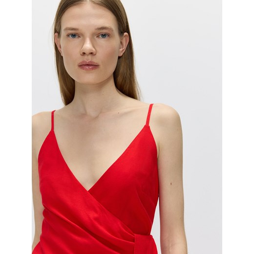 Reserved - Sukienka z wiskozy i lnu - czerwony Reserved S Reserved