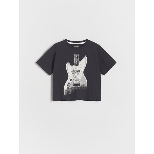 Reserved - T-shirt oversize Nirvana - ciemnoszary ze sklepu Reserved w kategorii Koszulki niemowlęce - zdjęcie 173584804