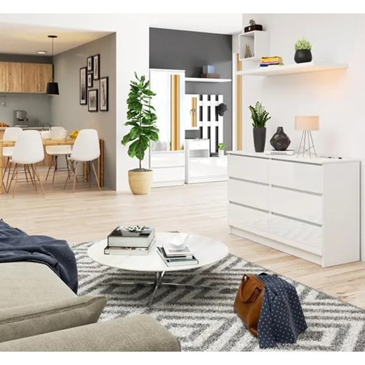 Biała komoda w połysku do salonu - Mirus 4X Elior One Size Edinos.pl