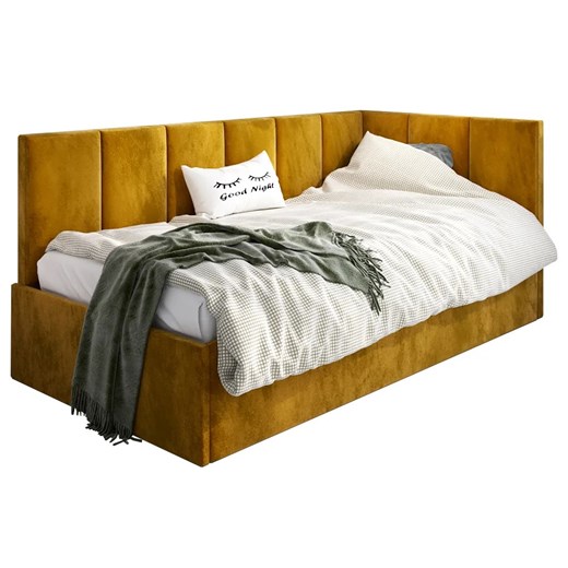 Musztardowy tapczan z pojemnikiem 80x200 - musztardowy - Barnet 3X Elior One Size Edinos.pl
