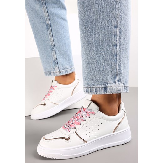 Biało-Szampańskie Sneakersy z Kolorowymi Sznurówkami i Metalicznymi Wstawkami Lania ze sklepu renee.pl w kategorii Buty sportowe damskie - zdjęcie 173588561