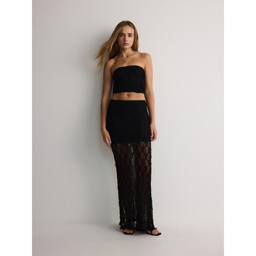 Reserved - Koronkowy top bandeau - czarny Reserved XS Reserved