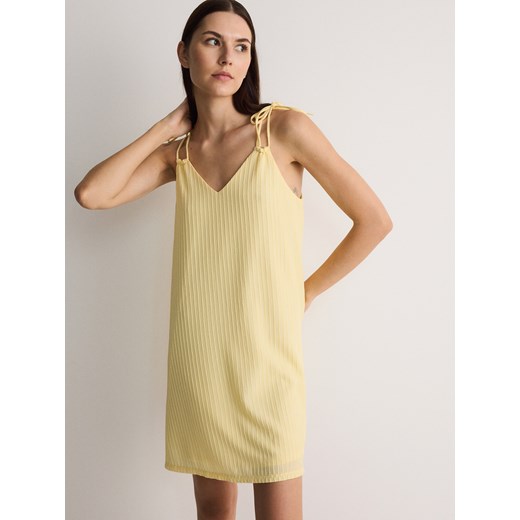 Reserved - Sukienka mini na ramiączkach - jasnożółty ze sklepu Reserved w kategorii Sukienki - zdjęcie 173590311
