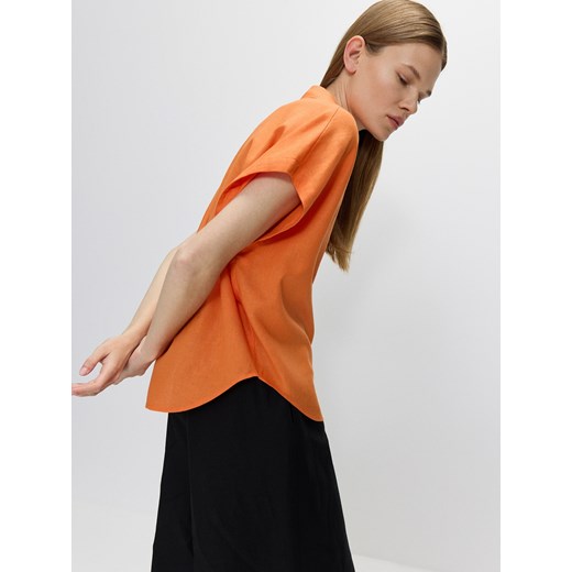 Reserved - Koszula z lnem - pomarańczowy ze sklepu Reserved w kategorii Koszule damskie - zdjęcie 173597560