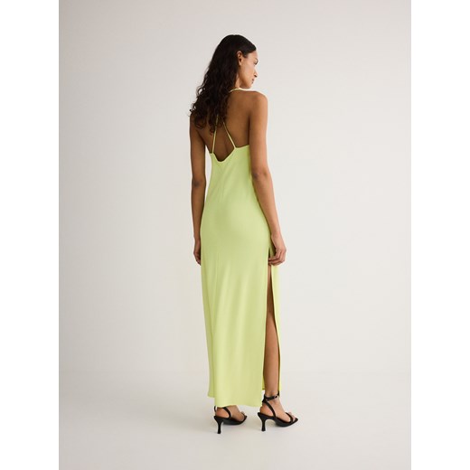 Reserved - Sukienka maxi na ramiączkach - limonkowy Reserved L Reserved