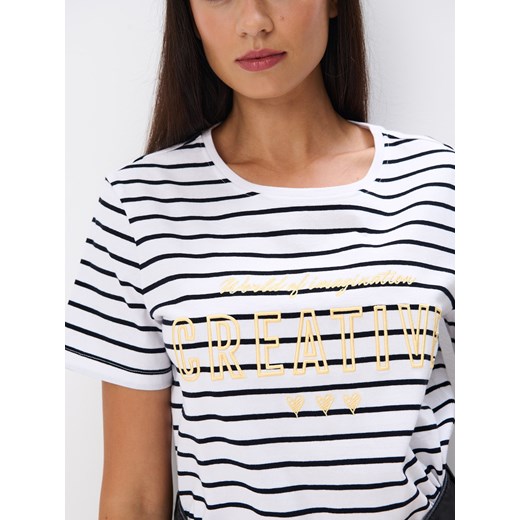 Mohito - T-shirt z napisem - biały Mohito XXS Mohito