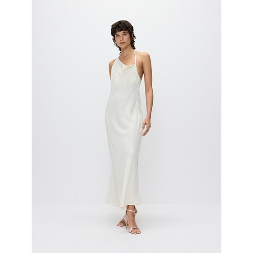 Reserved - Sukienka z asymetrycznym dekoltem - złamana biel ze sklepu Reserved w kategorii Sukienki - zdjęcie 173599464