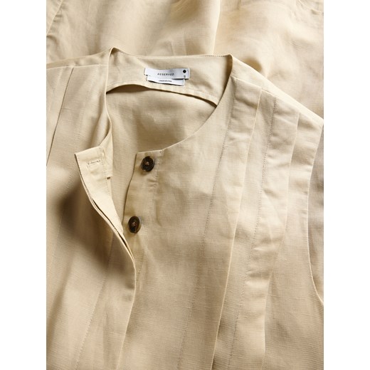 Reserved - Sukienka z lyocellu i lnu - beżowy Reserved S Reserved