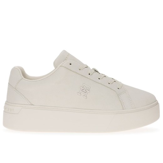 Buty Tommy Hilfiger Nubuck Leather Platform Court FW0FW07912-YBL - beżowe ze sklepu streetstyle24.pl w kategorii Buty sportowe damskie - zdjęcie 173600083