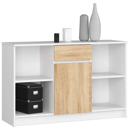 Skandynawska komoda do salonu biała + dąb sonoma - Fillo 3X Elior One Size promocja Edinos.pl
