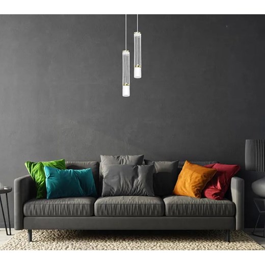 Biała metalowa lampa wisząca tuba - A235-Omia Lumes One Size wyprzedaż Edinos.pl