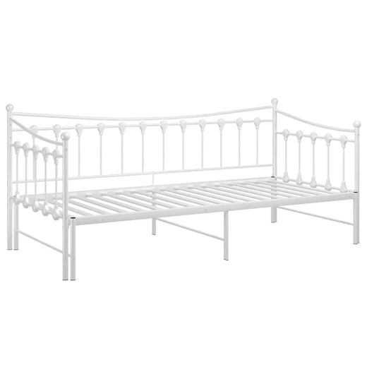 Białe rozkładane łóżko metalowe 90x200 cm - Sawga ze sklepu Edinos.pl w kategorii Łóżka i materace - zdjęcie 173601993