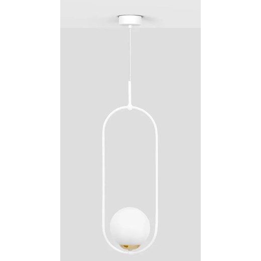 Biała metalowa lampa wisząca ze szklanym kloszem - A488-Erdi Lumes One Size Edinos.pl