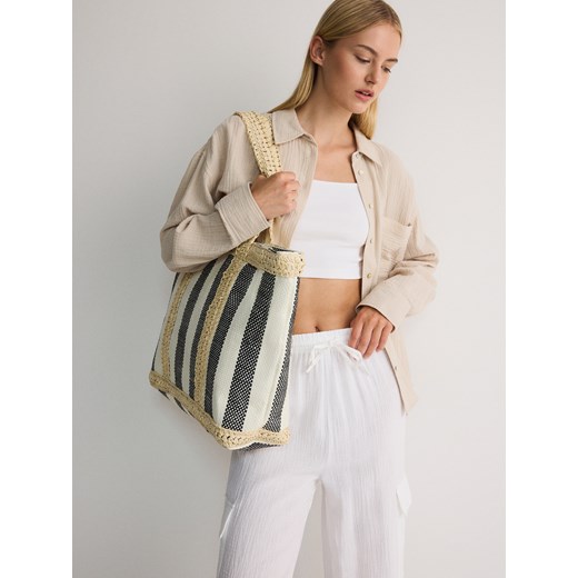 Reserved - Pleciona torebka shopper - wielobarwny ze sklepu Reserved w kategorii Torebki damskie - zdjęcie 173604782