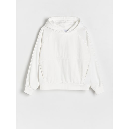 Reserved - Bawełniana bluza - biały ze sklepu Reserved w kategorii Bluzy dziewczęce - zdjęcie 173606371