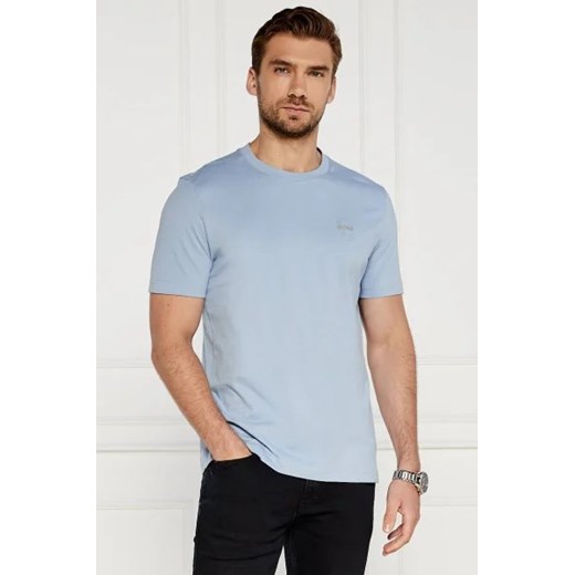 T-shirt męski BOSS HUGO casualowy niebieski z krótkim rękawem