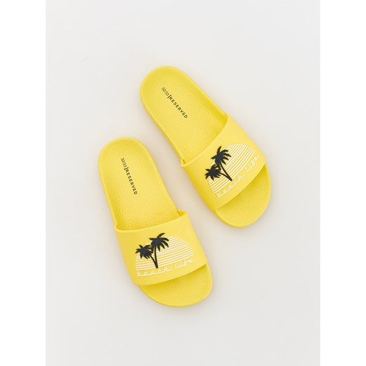 Reserved - Klapki w palmy - żółty Reserved 28/29 Reserved