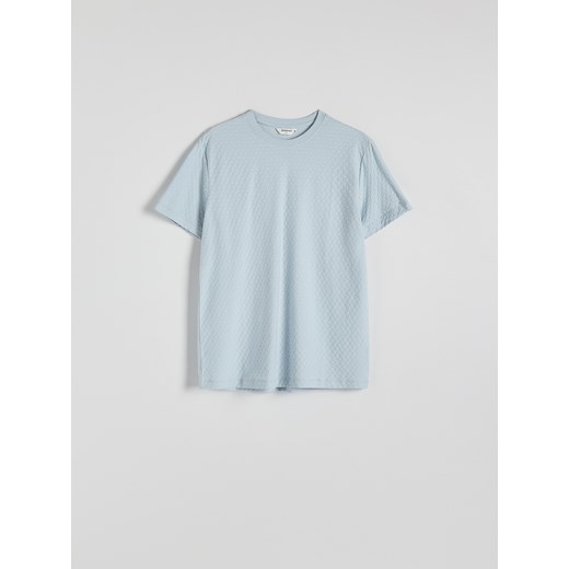 Reserved - Strukturalny t-shirt regular fit - jasnoniebieski Reserved L Reserved