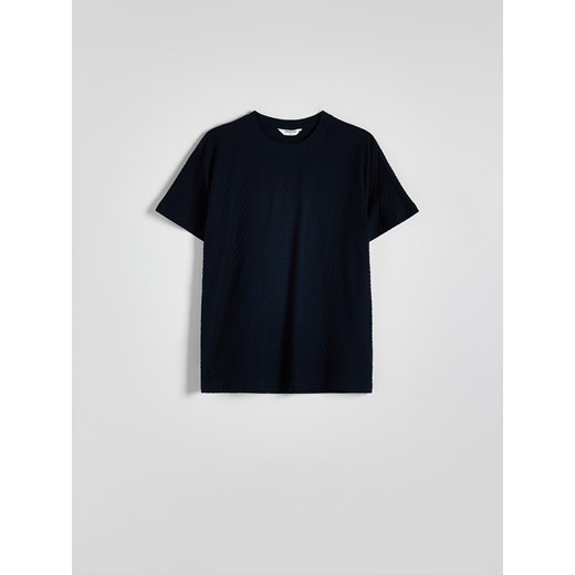 Reserved - Strukturalny t-shirt regular fit - granatowy ze sklepu Reserved w kategorii T-shirty męskie - zdjęcie 173615574