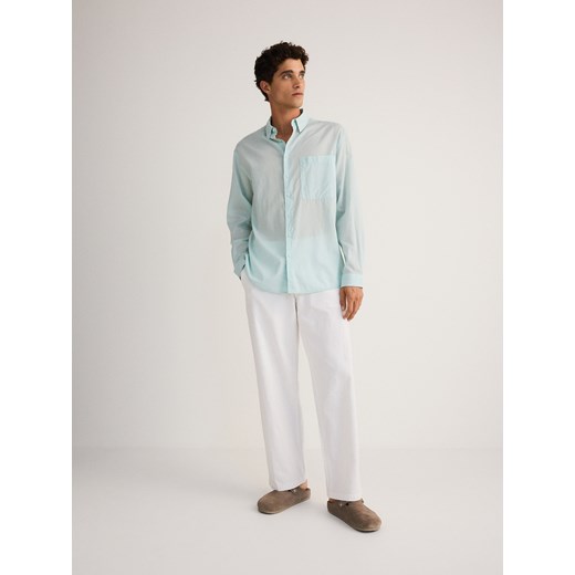 Reserved - Gładka koszula regular fit - jasnoturkusowy Reserved M Reserved
