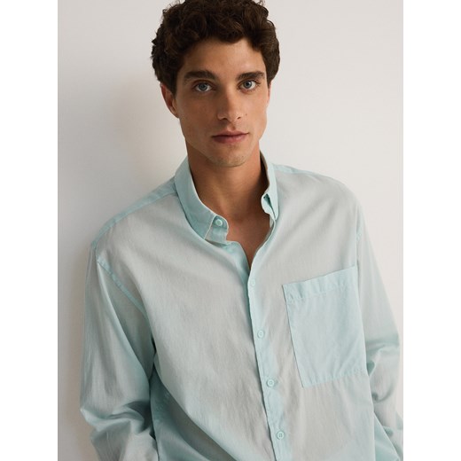 Reserved - Gładka koszula regular fit - jasnoturkusowy Reserved S Reserved