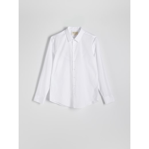 Reserved - Bawełniana koszula slim fit - biały ze sklepu Reserved w kategorii Koszule męskie - zdjęcie 173617030