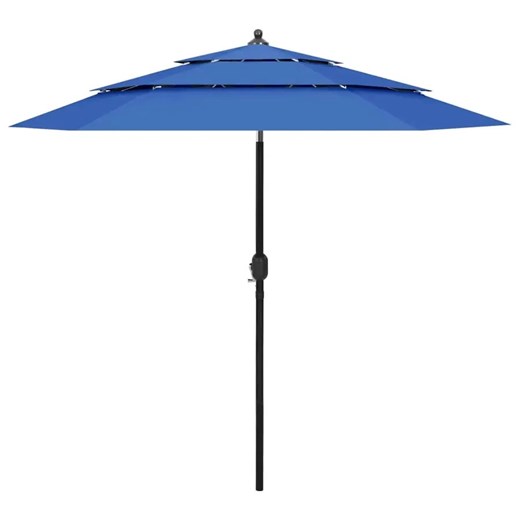 Lazurowy trzypoziomowy parasol ogrodowy - Asar ze sklepu Edinos.pl w kategorii Parasole ogrodowe - zdjęcie 173621271